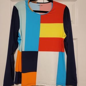 Lands End multi color long sleeve top, size L (12-14)